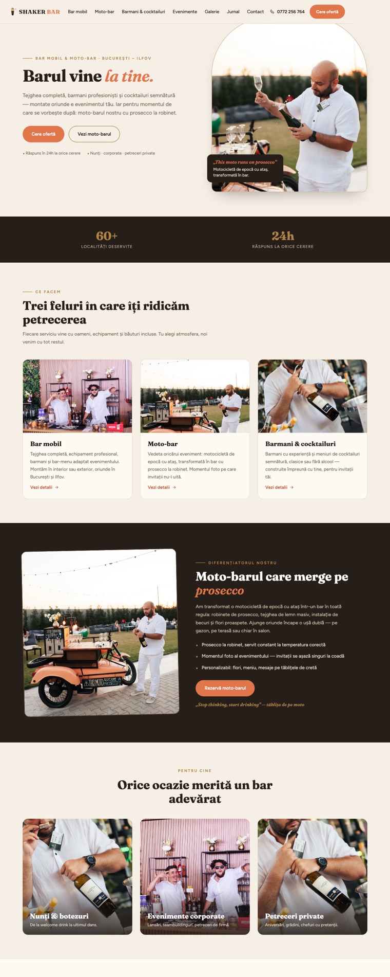Pagina principală a site-ului SHAKERBAR