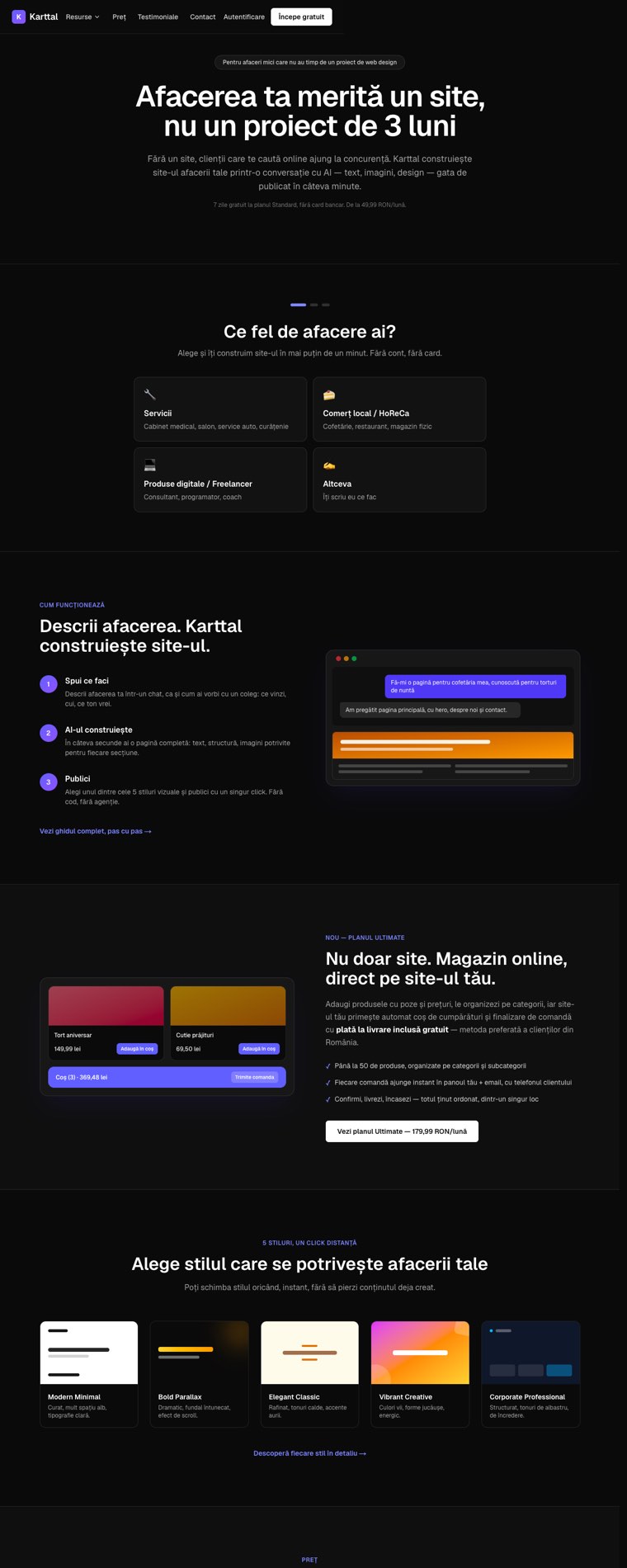 Pagina principală a site-ului Karttal