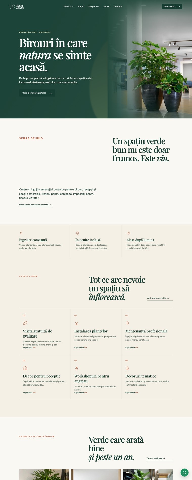 Pagina principală a site-ului Serra Studio